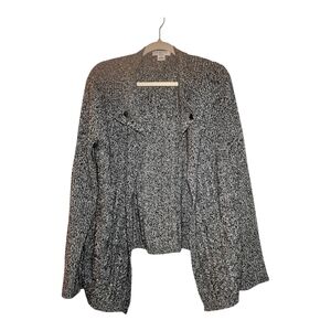 Liz Claiborne Woman Open Front Black Grey Marled Sweater Cardigan Women's 1X